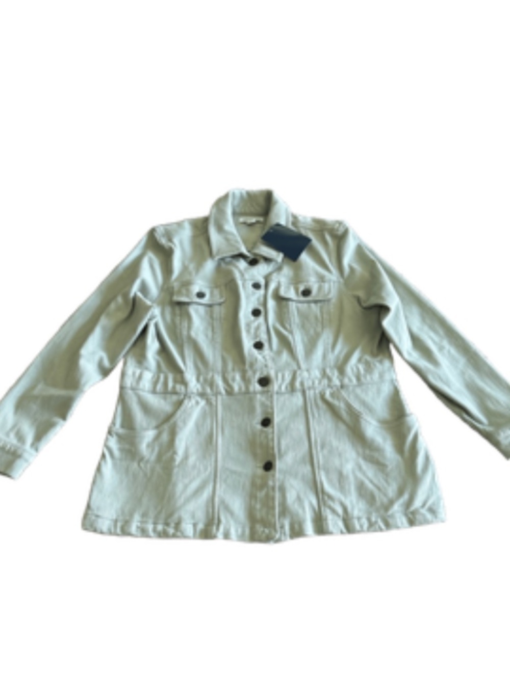 Coldwater Creek Sage Green 4-Pocket Utility Denim Jacket (Size Petite XL) NWT - Picture 2 of 5